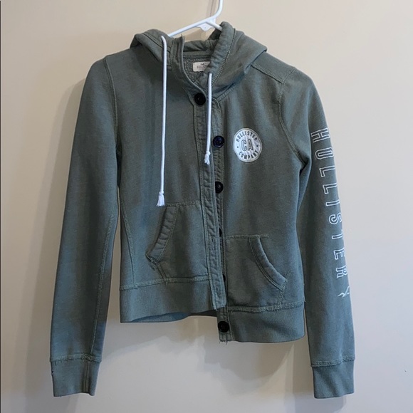 Hollister Light Sweater Jacket - Button Up Hood - Picture 1 of 4